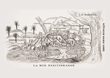 View of Alexandria, Egypt, after a Woodcut in 
